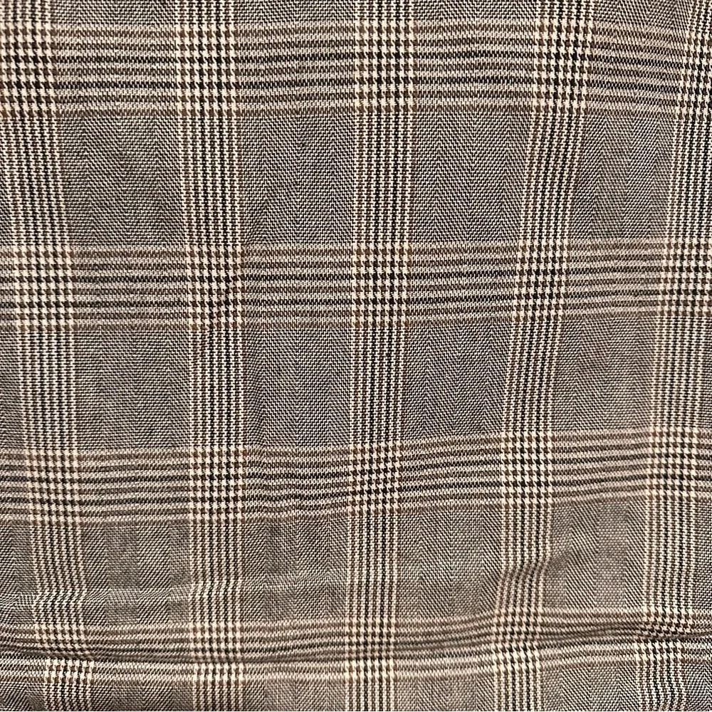 Black and White Glen Plaid Table Runner with Faux Leather Brown Trim-13 x 48
